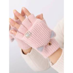 Flip-top Half-finger Writing-friendly Warm Childrens Gloves