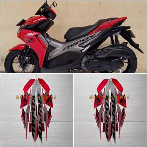 STIKER STRIPING LIS LES BODY YAMAHA AEROX 155 VVA 2021 ABU MERAH