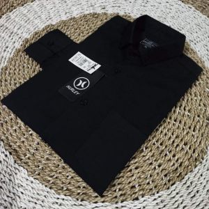 Kemeja pria polos lengan panjang slimfit Kemeja polos warna marron hitam putih