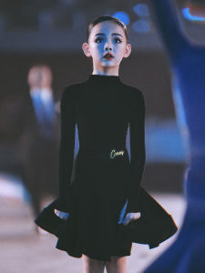 Conny Latin Dance Outfit Womens Standard Competition Costume Professional Blackpool Dance Childrens Performance Fishbone Skirt Long Sleeve