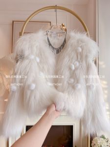 Genuine Leather Grass Outwear Womens Clothing 2023 Winter New Arrival Exquisite Rhinestone Fancy Loose Fox Fur Temperament Coat