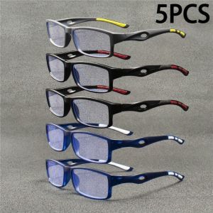 【+100~+400】5pcs Sports Reading Glasses for Men and Women - Anti Blue Light Anti Slip Rectangular Frame
