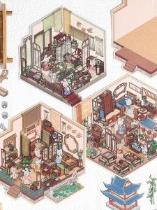 Stress Relief 3D Sticker House Scene Storage Landscape Decal Traditional Chinese Style Courtyard DIY Adhesive Paper