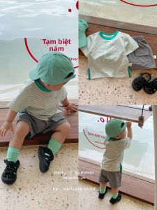 Striped Cotton Class-A Breathable Boys Short Sleeve Set