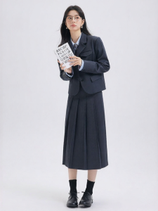 Formal College Style Dark Gray Womens Suit