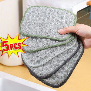 YESPERY 5Pcs 2-sided Kitchen Dishwashing Wipe Not Hurt Pot Brush Household Cleaning Magic Sponge Thicken Oil-resistant Kitchen Rag