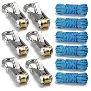 4Sets Rope Tightening Tool Heavy Duty Rope Tensioner with Roller Camping Guyline Adjuster for Tent Tarp Hammock Outdoor Gear
