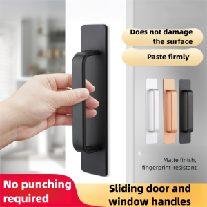 Self-Stick Adhesive Cabinet Handles Stainless Steel No-Drilling Easy Installation for Cabinet Door Window Drawer Refrigerator