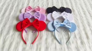 1pc Elegant Velvet Hair Accessory Fashion Solid Color Mickey Mouse Ear Headband For Wear Party Theme Parks Women Headband