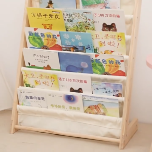 OzPro 75*30*79cmชั้นวางหนังสือเด็ก ไม้เนื้อแข็ง แบบถอดได้ ความจุขนาดใหญ่ สามารถจัดเก็บหนังสือเด็กและหนังสือภาพ 300 เล่ม