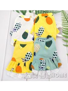 Pineapple Couple Teddy Clothes Thin Summer Clothing Pet Spring Summer Dog Skirt Cat Small Size Dogs Bichon
