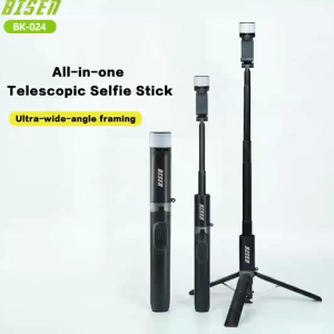 BISEN BK-024 All-in-One Selfie Stick Tripod with RGB Light & Bluetooth Remote
