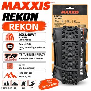 Maxxis | Lốp Xe Đạp Leo Núi MAXXIS Rekon 29x2.40WT Công Nghệ Bảo Vệ EXO Chuẩn Bị Lắp Lốp Không Săm 60TPI Hợp Chất Kép Lốp Gấp MTB Dành Cho Địa Hình Off-road