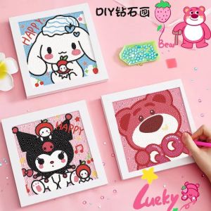 2024 New 5D Diamond Painting Kits DIY Round Mosaic Embroidery Childrens Room Decor Stationery Gift Cards Handwork Toys Anime Accessories Kid Girls Craft Gift Sanrio Kuromi Hello Kitty Cinnamoroll Melody