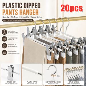 【BUY 10 TAKE 10】20pcs/Lot Hot Quality New Hanger stainless Steel Clip Stand Hanger Pants Pants Hangers Clips Adjustable Clips Hanger Trousers Hanging No Trace Rack Non-Slip Clothes