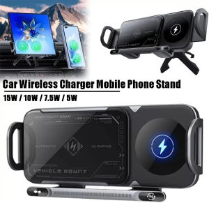 Car Wireless Charger Stand Automatically Rotate Foldable Smartphone 2in1 Car Ventilation Stand For Samsung Galaxy Z Foldable