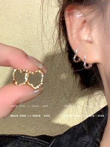 Minimalist Texture Heart Shaped Earrings Korean Style Fresh out Fashion Jewelry for Women Alloy Plated Silver Gold Earrings