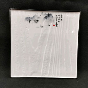 Ceramic Western Dining Flatware Square Baking Dish Sushi Plate Chinese Style Ink Wash Wind Hard Fine Porcelain Pure Color