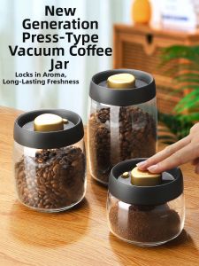MONGDIO | Coffee Bean Storage Jar Coffee Powder Sealed Jar Vacuum Tea Jar Coffee Sealed Glass Storage Jar