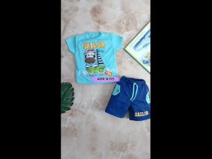 Setelan Anak Bayi Laki-Laki Atasan Kaos Dan Celana Pendek Motif Animal Estimasi Usia 0-9 Bulan