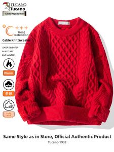 TUCANO | Lucky Year Red Autumn Winter Mens Knit Sweater Thick Cabled