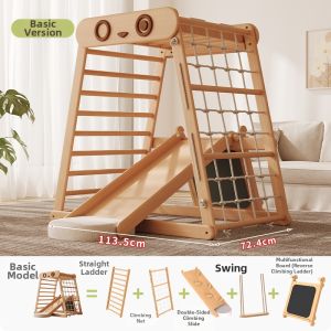 SHAONIANYUSHU | Child Indoor Wooden Climbing Frame Slide Swing Set