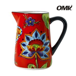 OMK Big Red Flowers Ceramic 1600ml Cool Water Kettle with Lid Jugs & Pitchers