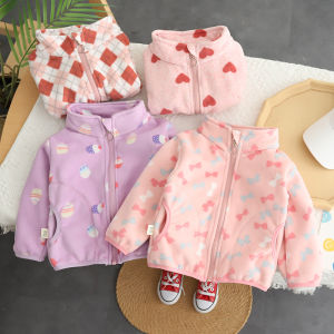 Thickened Fleece Warm Outerwear Winter Clothes for Babies Girls Autumn Winter Jacket Zipper Closure Polyester Fiber Soft Processed