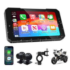 Ezonetronics 5" Touch Screen Motorcycle CarPlay Screen Support Dual Camera Record with Wireless CarPlay and Android Auto IP67