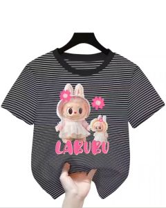 Atasan Baju Kaos Salur Kekinian untuk Anak Perempuan