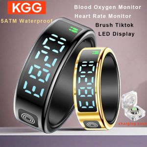 Smart Ring SR08 LED Display Screen Heart Rate Gesture Sweep Video Sleep Monitor 5ATM Waterproof Fitness Tracker Rings Gifts