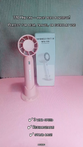 T-10 Handheld Mini Fan USB Rechargeable | 3 Speed Strong Wind | Portable Desk Fan with LED Torch
