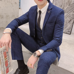 Bộ Vest Nam Ôm Dáng Hai Khuy Bộ Trang Phục Ba Mảnh Lịch Lãm Thông Thường Dành Cho Chú Rể Phù Rể Tiệc Cưới Thời Trang Đa Năng