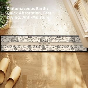 American Style Bathroom Threshold Stone Ultra Narrow Mat Long Strip Carpet Bath Door Silicon Dendroid Absorbent Foot Pad