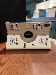 CrashStar 3D Pocha Dog 360° Rotating Flip Leather Tablet Case For Samsung Galaxy Tab A9 A8 A7 S6 Lite 8.7 10.4 10.5 inch Tab A9+ S7 S8 S9 11 inch Tab S9 FE 10.9 inch S10 + Plus 12.4 inch Cute Cartoon Pad Casing Tab Cover Skin With Folding Stand Holder