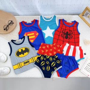 Bộ Quần Áo Trẻ Em Ba Lỗ Quần Chip Vải Thun Lạnh NATUCO Mềm Mát Cho Bé Trai Bé Gái 0-4 Tuổi Hinh Siêu Nhân Người Nhện BL-IN61