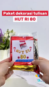 Paket Dekorasi foil tulisan HUT Ri / aksesoris dekor dirgahayu ri / dekorasi 17 agustus