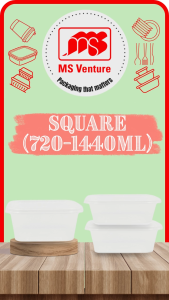 {MSV-WS} Square Microwavable Plastic Takeaway Containers (720ml-1440ml) Anti Leak Durable MS SQ700 SQ1 SQ1250  SQ1500
