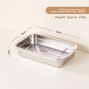 onlycook | Stainless Steel Deep Rectangular Platter for Grilled Fish and Crayfish