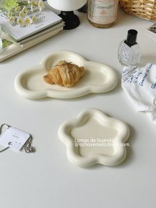 Cute Lace Dessert Plate Afternoon Tea Fruit Display Plate Desktop Storage Photo Prop Nordic Style Pure Color round Cake Stand