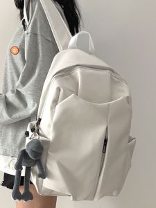 กระเป๋านักเรียนมัธยมปลายและต้นกระเป๋าเป้คอมพิวเตอร์สำหรับเดินทางความจุขนาดใหญ่ PU แบบนิ่มสำหรับนักศึกษาชายกระเป๋าเป้สะพายหลังดูแพงสำหรับนักเรียนต้นผู้หญิง