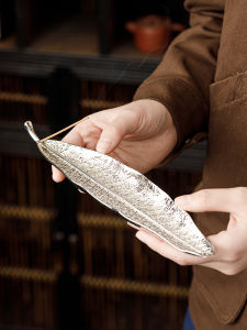 Imitation Bodhi Leaf Alloy Incense Holder Indoor Chinese Style Creative Home Use Base Sandalwood Incense Burner Tea Ceremony