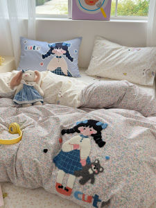 Cute Cartoon Cotton Towel Bedding Set 100% Pure Cotton Three-Piece Four-Piece Bedding Set Ins Style Bedroom Decor Accessories