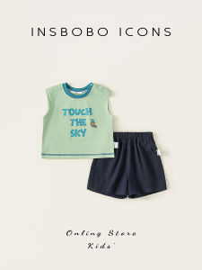 INSbobo Baby Summer Casual Thin Two-Piece Set Cotton 100% Comfortable Breathable Baby Clothes for Boys Ages 6-36 Months