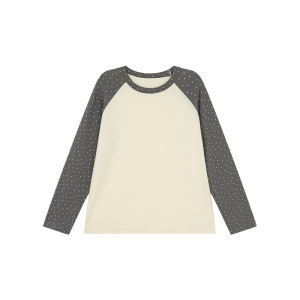 NIHAOKANONG | Áo thun nữ Raglan tay raglan dáng rộng in họa tiết ngôi sao phối màu mùa thu
