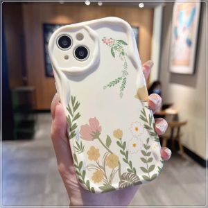 Summer Art Plant-Fish Compatible for IPhone 15 Plus 11 14 13 12 15 Pro Max XR X XS Max 15 7Plus 8plus Wavy Curved Edge