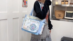 【COD/Original】Cute Bowknot Ita Bag Tote Bag JK Sweet Girl Doll Bag Anime Badges Display Transparent Shoulder Bag
