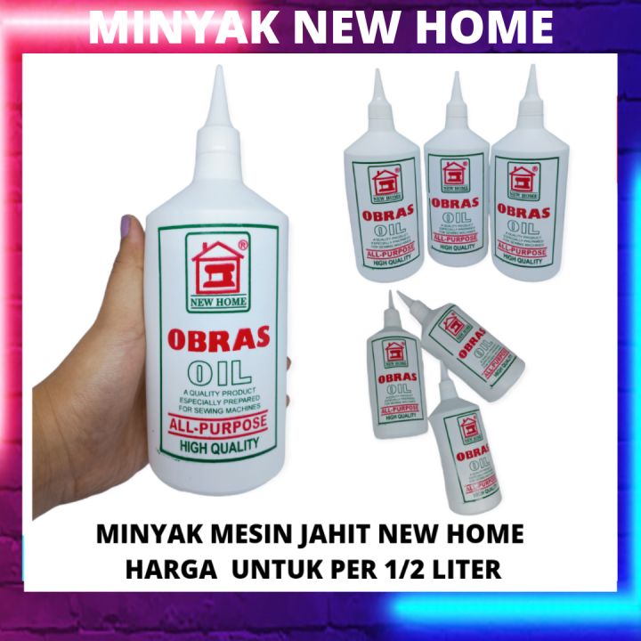 MINYAK OLI OIL PELUMAS MESIN JAHIT CUKURAN CLIPPER RAMBUT RANTAI SEPEDA MOTOR ENGSEL PINTU GEAR SET SERBAGUNA MERK NEW HOME PER 1 BOTOL 1/2 LITER
