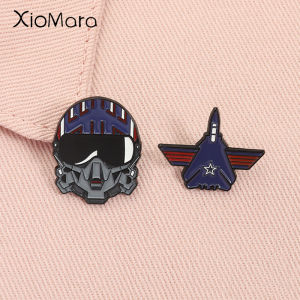 Maverick Air Force Army Military Movie Enamel Pins Aviation Pilot Cool Helmet Brooches Lapel Badge Jewelry Gift for Friends