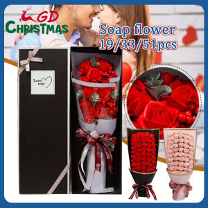 19/33/51PCS Artificial Rose Flower Soap Bouquet Gift Box Birthday Gifts For Valentines Day Gift